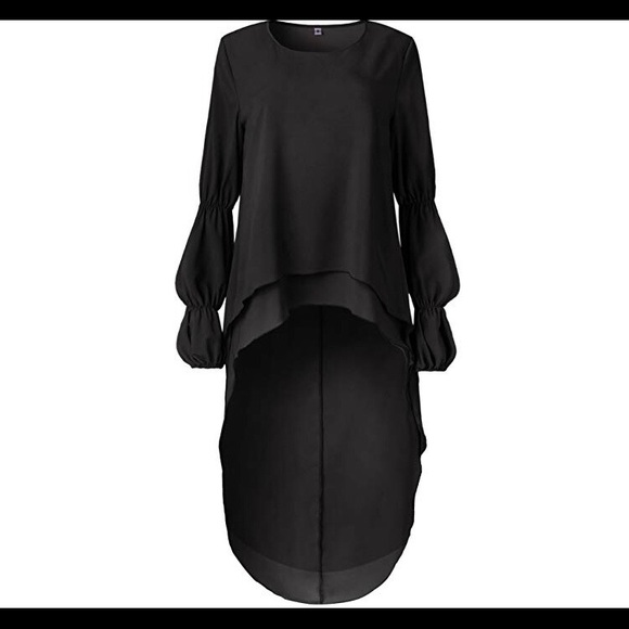 🆕Neck High Low Asymmetrical Irregular Hem Blouse - Picture 2 of 2